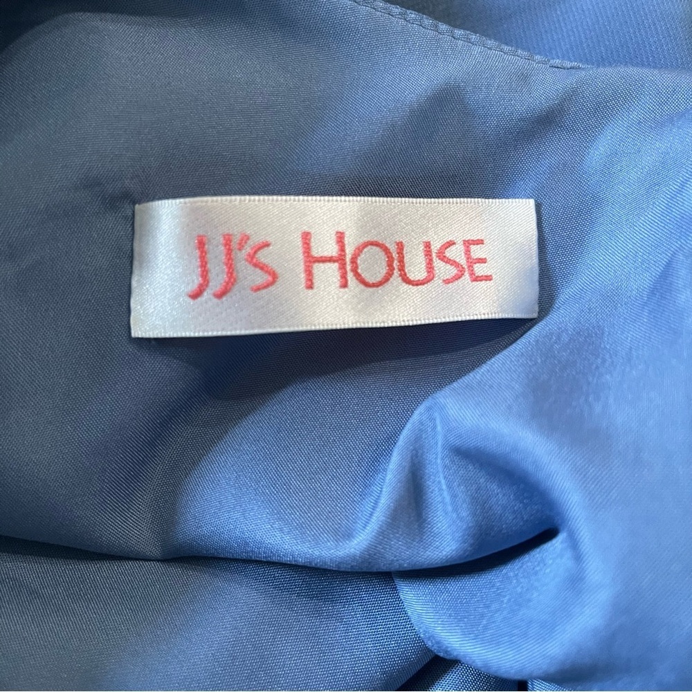 NWT JJ’s House V-nech A-line Chiffon Midi Dress Puff Sleeves Tea-Length 271450 - Picture 8 of 11
